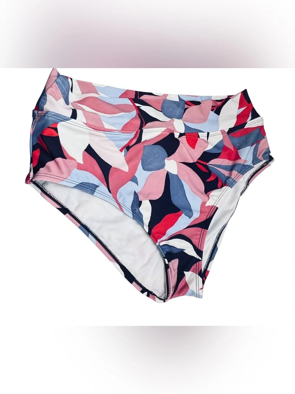 Kona Sol Abstract Floral Bikini Set High Waist Bottoms L Halter Bandeau Top XL